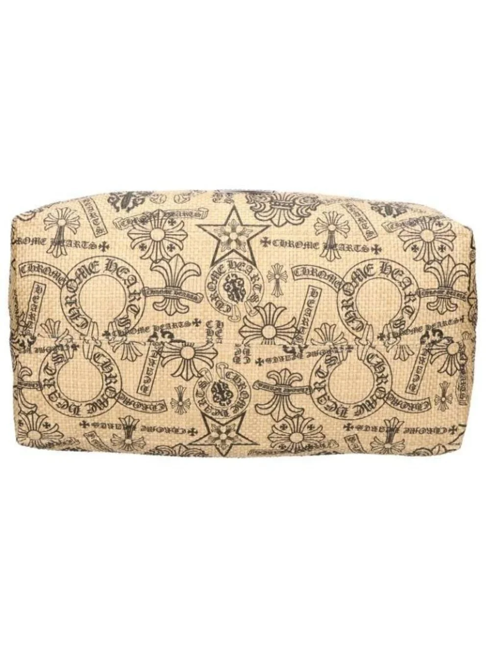 Chrome Hearts Beaches Beach Multi Logo Print Straw Tote Bag